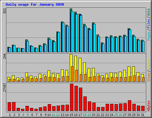 Daily usage for January 2020