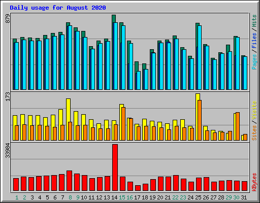 Daily usage for August 2020