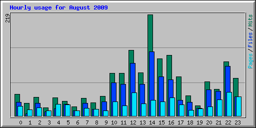 Hourly usage for August 2009