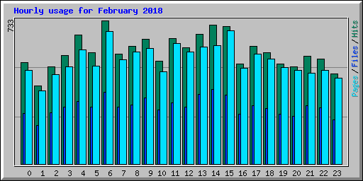 Hourly usage for February 2018